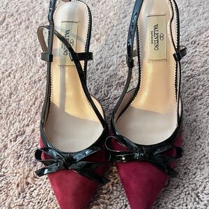 Copied Valentino Women's Black and Red Heels 4”
